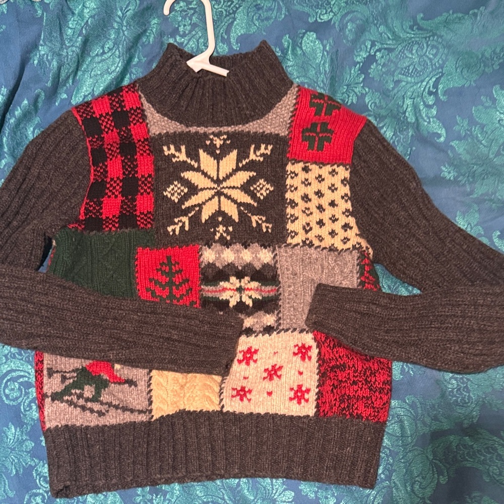 Ralph Lauren Lambswool Multicolor Patchwork Winte… - image 2